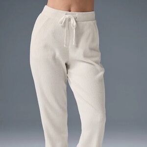 ALO Yoga Muse Ivory Ribbed Joggers